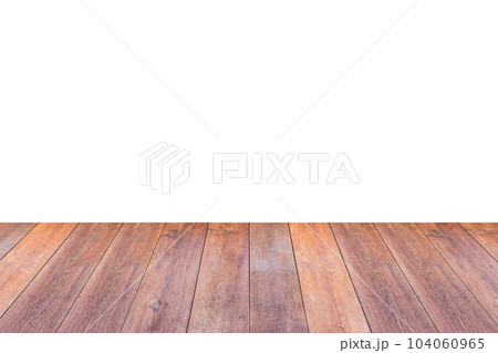 Empty wooden table top isolated on white background for product display Empty wooden table top isolated on white background for product display 104060965