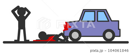 車で人をはねて最悪な死亡事故を起こしたイラスト 104061846