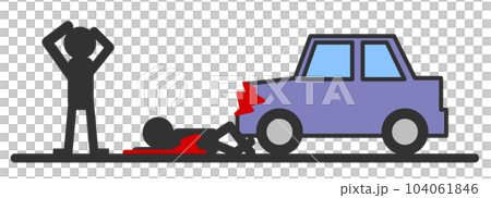 車で人をはねて最悪な死亡事故を起こしたイラスト 104061846