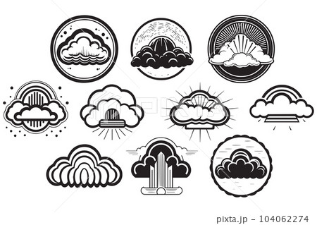 Hand Drawn vintage cloud logo in flat style Hand Drawn vintage cloud logo in flat style 104062274