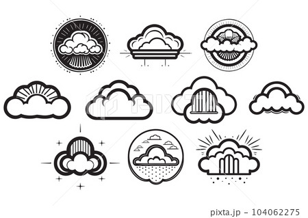 Hand Drawn vintage cloud logo in flat style 104062275