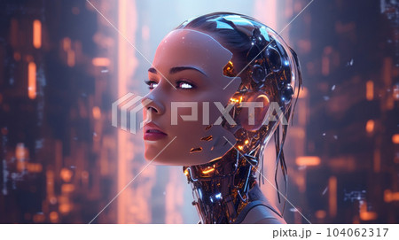 The female robot of Artificial Intelligence concept in the future 104062317