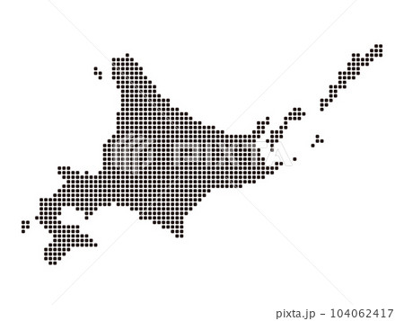 モザイク風タイル状ドット北海道地図 104062417