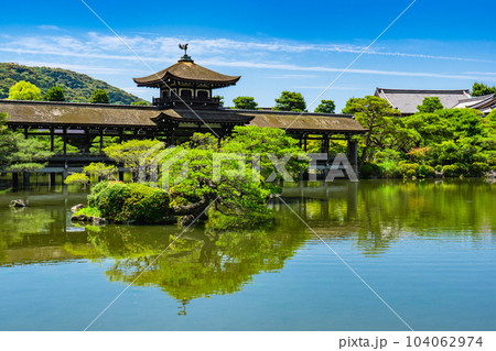 京都市左京区の平安神宮　東神苑の栖鳳池と泰平閣 104062974