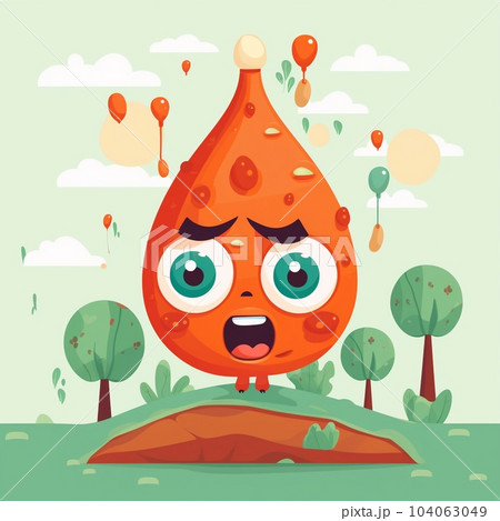 Cartoon pituitary gland with hormones 104063049