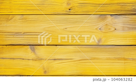 木の厚板、黄色のテクスチャー背景と背景写真、パステルイエロー板、イエロー板の壁 104063282