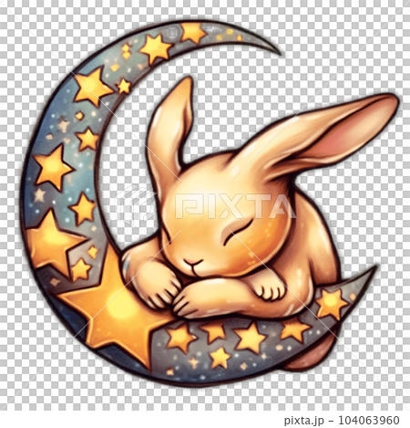 rabbit on the moon - Stock Illustration [104063960] - PIXTA