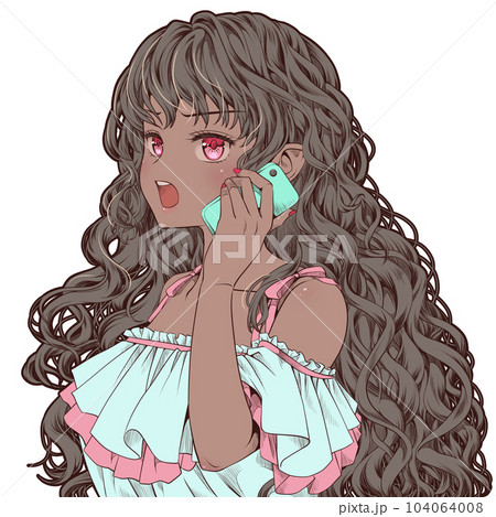 スマホで話す、電話をかける、電話する若い女性・怒り、抗議 104064008