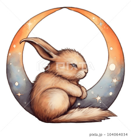 rabbit on the moonのイラスト素材 [104064034] - PIXTA
