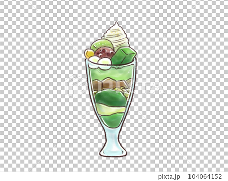 高級抹茶の豪華なパフェ 104064152