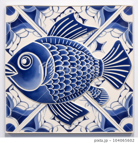 Portuguese sardine fish on typical traditional tile Portuguese sardine fish on typical traditional tile 104065602