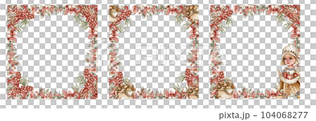 Autumn square frame with mushrooms. llustration of autumn for scrapbooking, invitation,greetings cards, party decoration,wedding stationary, greetings, fashion,posters, background. 104068277