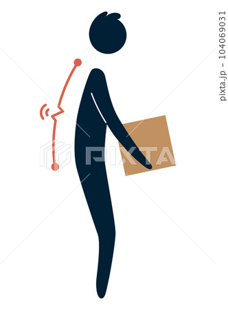 Lifting technique safe movement. Safety. Incorrect instruction for moving heavy packages for workers. Ergonomic movement for loading objects vector flat illustration 104069031