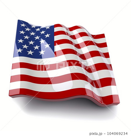3d waving USA flag isolated on white background. Independence Day of the United States. Generative AI 104069234