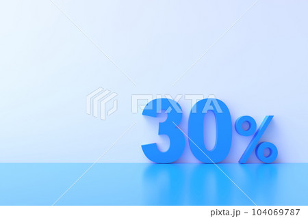 3D Rendering. 30 percent off with freespace for texting on pastel blue background. Special Offer 30% Discount Tag. Super sale offer and best seller. 3D Rendering. 30 percent off with freespace for texting on pastel blue background. Special Offer 30% Discount Tag. Super sale offer and best seller. 104069787