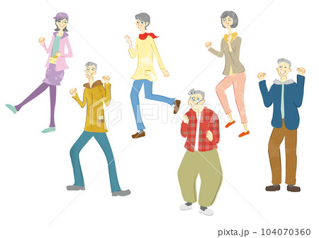 楽しそうな笑顔のシニア人物セット 楽しそうな笑顔のシニア人物セット 104070360