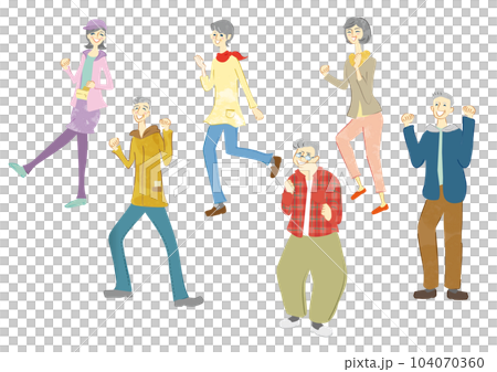 楽しそうな笑顔のシニア人物セット 楽しそうな笑顔のシニア人物セット 104070360