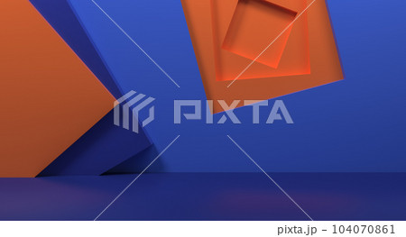 Colorful banner background. Multicolored geometric shapes, copy space. 3d rendering 104070861