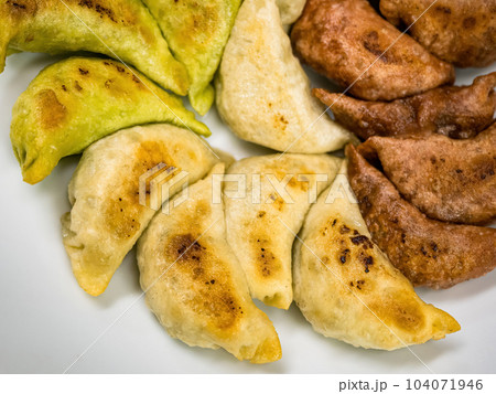 Deep-fried gyoza in a plate Deep-fried gyoza in a plate 104071946