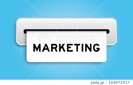 White coupon banner with word marketing from machine on blue color background 104072017