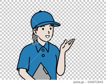 引っ越し業者、リサイクル業者の女性 案内 引っ越し業者、リサイクル業者の女性 案内 104072642