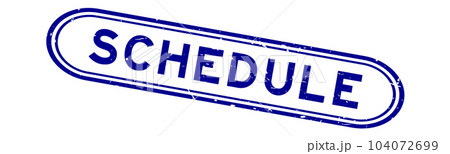 Grunge blue schedule word rubber seal stamp on white background 104072699