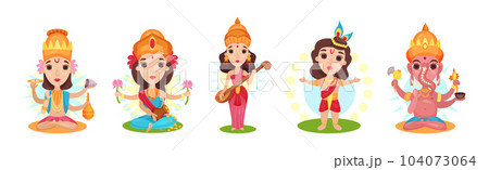 Ancient Indian Hindu Gods and Deity Vector Set Ancient Indian Hindu Gods and Deity Vector Set 104073064