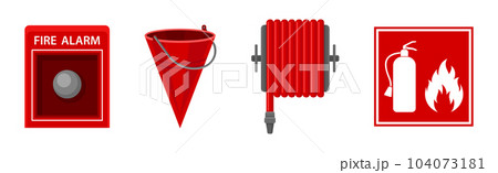 Firefighting Tools and Equipment for Fire Extinguishing Vector Set Firefighting Tools and Equipment for Fire Extinguishing Vector Set 104073181