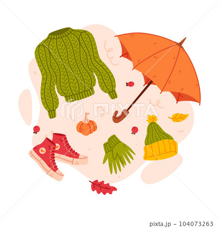 Warm Autumn Clothes and Bright Accessory Vector...のイラスト素材 [104073263 ...
