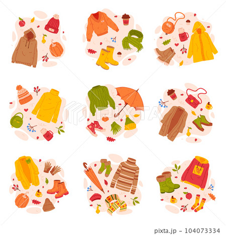 Warm Autumn Clothes and Bright Accessories...のイラスト素材 [104073334] - PIXTA