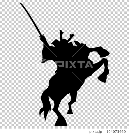 插圖素材戰國軍閥劍剪影陰影盔甲馬矢量 104073460