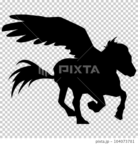 ペガサス・天馬のイラスト素材のシルエット　ベクター 104073781