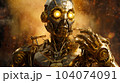 Shining steampunk robot portrait in cinematic style 104074091