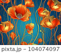 Red poppies in art deco style, art design 104074097