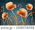 Red poppies in art deco style 104074098