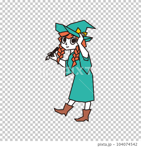 Witch illustration green Witch illustration green 104074542
