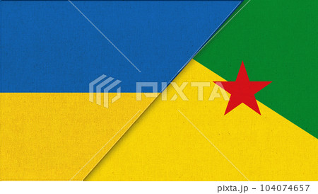 Flags of Ukraine and France. diplomatic relations between two countries 104074657