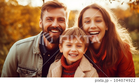 A portrait of a father with his daughters, happy family, parent time, banner, insurance concept 104074922