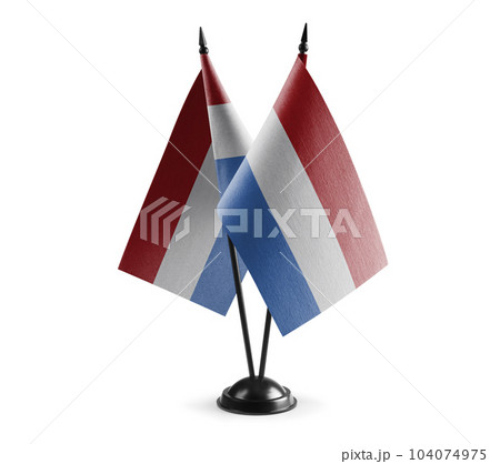 Small national flags of the Netherlands on a white background 104074975