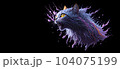 A colorful abstract portrait cat on black background. Generative AI. 104075199