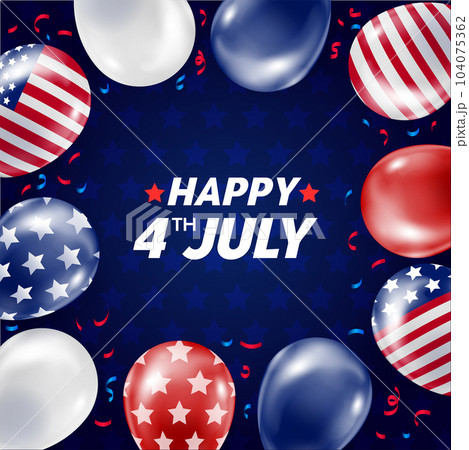 Composition of balloons with prints of the US flag 104075362