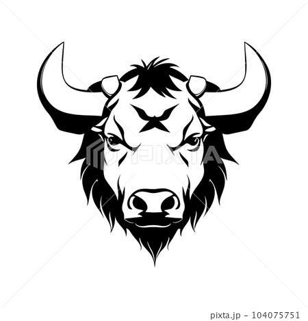 Bull head black and white vector icon. Bull head black and white vector icon. 104075751