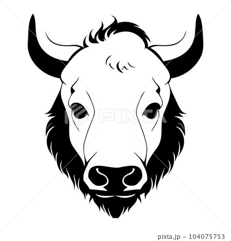 Bull head black and white vector icon. 104075753