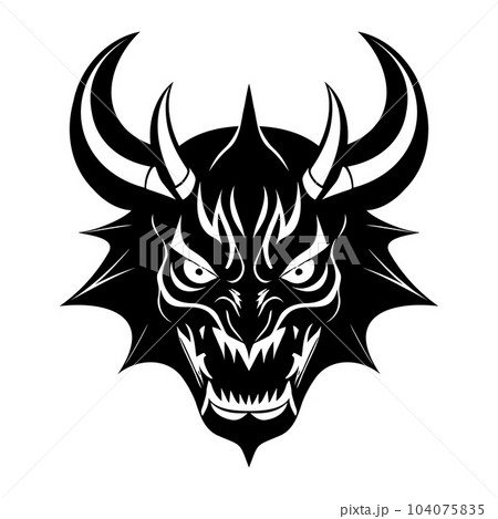 Devil head black and white vector icon Devil head black and white vector icon 104075835