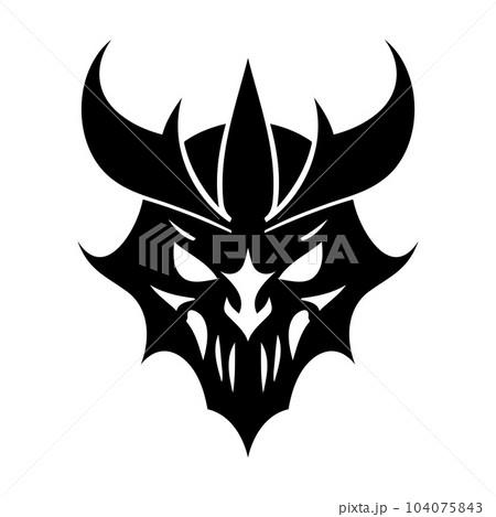 Devil head black and white vector icon Devil head black and white vector icon 104075843