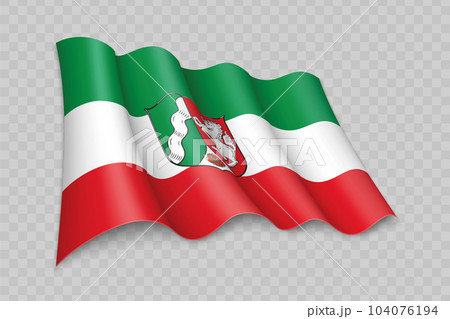 3D Realistic waving Flag of North Rhine-Westphalia is a state of Germany 104076194