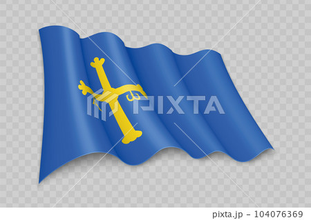 3D Realistic waving Flag of Asturias is a region of Spain 3D Realistic waving Flag of Asturias is a region of Spain 104076369