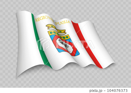 3D Realistic waving Flag of Apulia is a region of Italy 3D Realistic waving Flag of Apulia is a region of Italy 104076373
