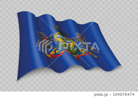 3D Realistic waving Flag of Pennsylvania is a state of United States 3D Realistic waving Flag of Pennsylvania is a state of United States 104076474