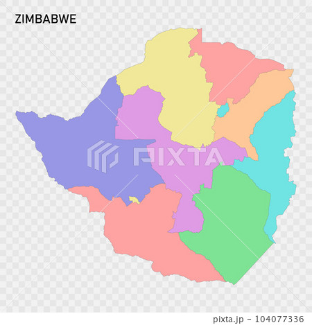 Isolated colored map of Zimbabwe 104077336